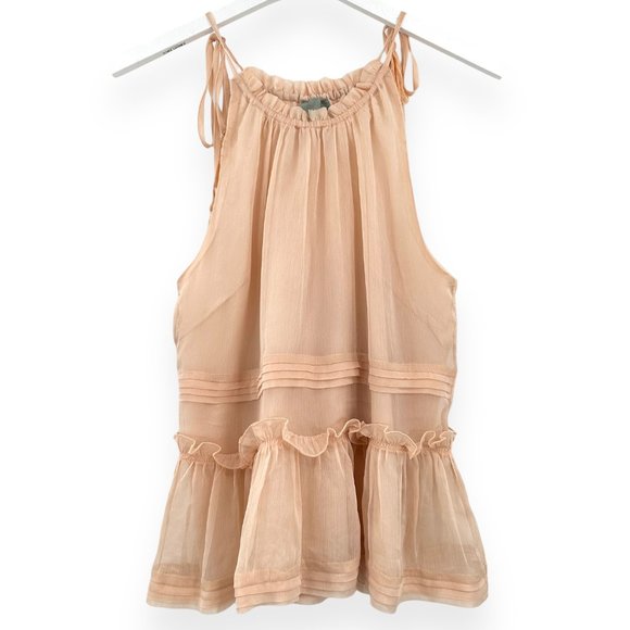 Maeve Tops - Maeve Anthropologie Pale Pink Ruffle Peplum Sleeveless Blouse